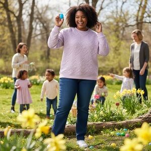 Zara Textured Pink Crewneck Sweatshirt Women’s Size Large